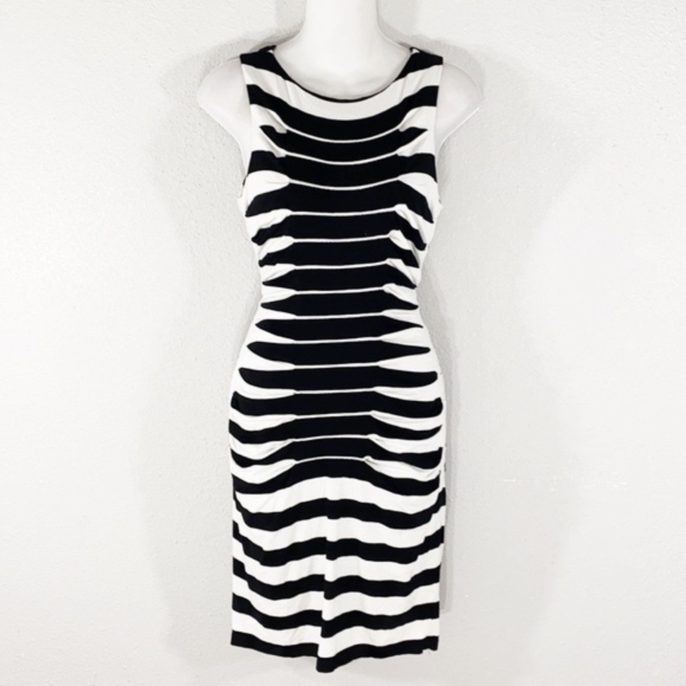 Betsey Johnson white black stripe bodycon dress K9 size 4 - Picture 3 of 11